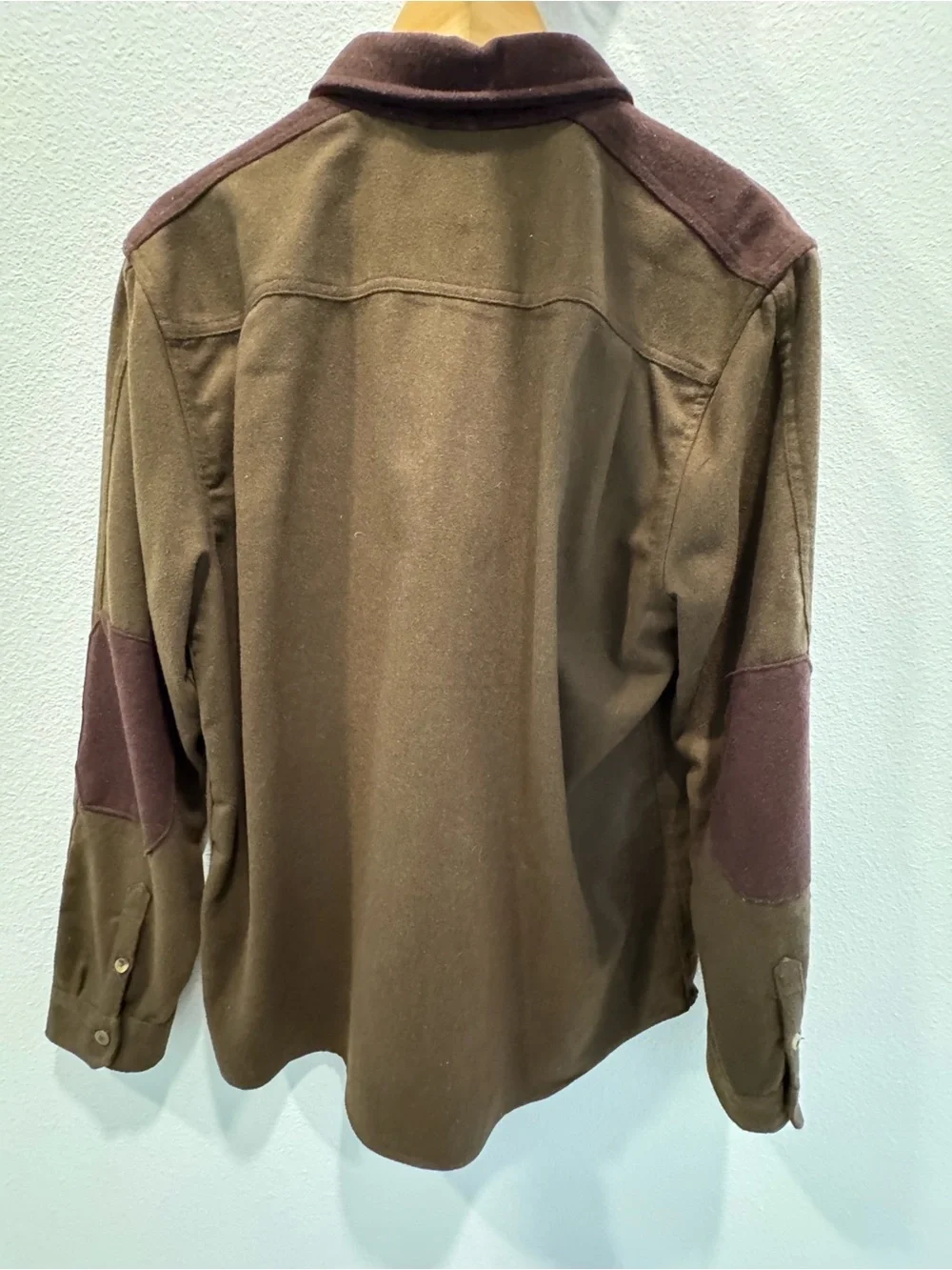 Roark Brown Button-Front Shirt Jacket with Dark Brown Collar